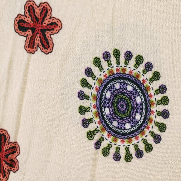 Fanda Beige Colorful Floral Print Relaxed Boho  Moo Moo Dress XL - Picture 11 of 14